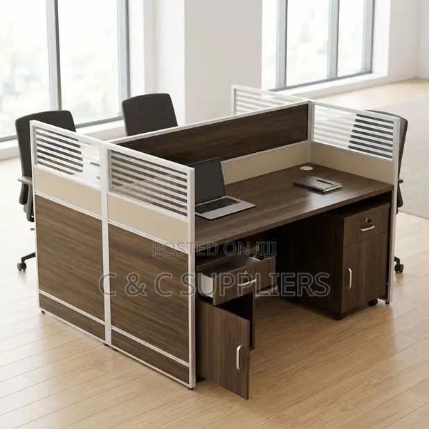 Brown Double-Seater Workstation Desk - 1