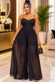 Women's Black Silk Romper - 2