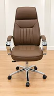 Executive Office Chair - Brown Padded Manager Chair with Chrome Base - 1