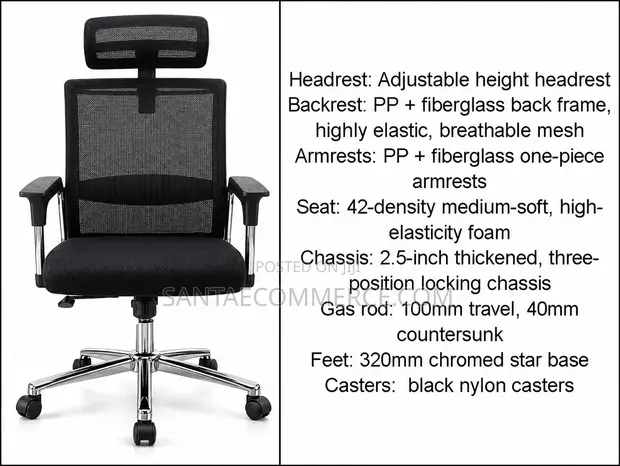 Ergonomic High-Back Mesh Office Chair with Adjustable Headrest - 1