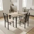 Seti ya Meza ya Kulia ya Viti 4, Mbao na Fremu ya Chuma - 2