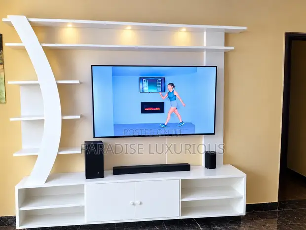Modern White TV Wall Unit - 1