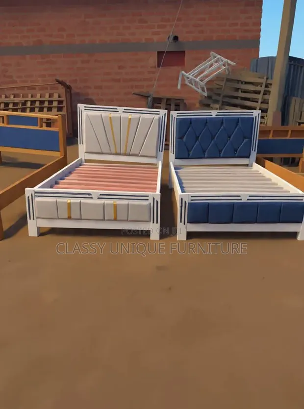 4x6 Firm Wooden Bed with Padded Headboard - 1