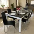 Glass Dining Set with 6 Leather Chairs - 1
