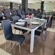 Glass Dining Set with 6 Leather Chairs - 2