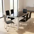 Glass Dining Set with 6 Leather Chairs - 3