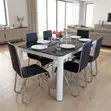 Glass Dining Set with 6 Leather Chairs - 4