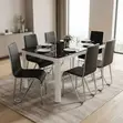 Glass Dining Set with 6 Leather Chairs - 5
