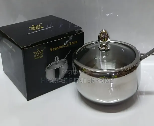 Kisanduku cha Sukari cha Stainless Steel chenye Kifuniko cha Kioo - 1