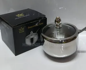 Stainless Steel Sugar Dish with Glass Lid