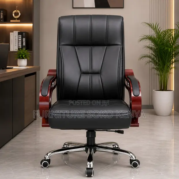 Bliss Leather Executive Office Chair - Black - 1