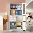 Dual Tempered Glass-Door Office Cabinet - 3