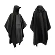 Imported Unisex Adult Rain Poncho with Cap - Black - 2