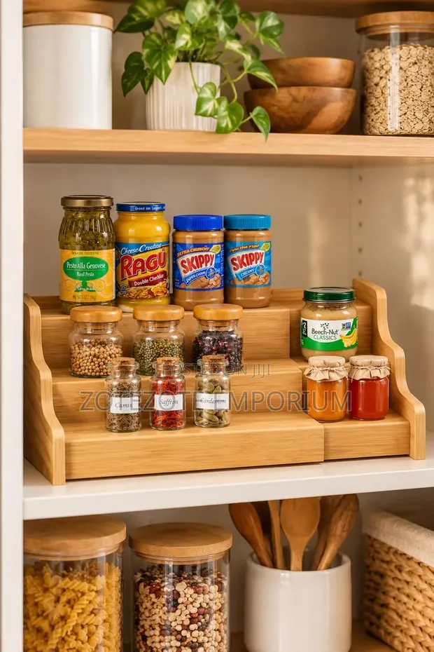 3 Tier Expandable Bamboo Spice Rack - 1