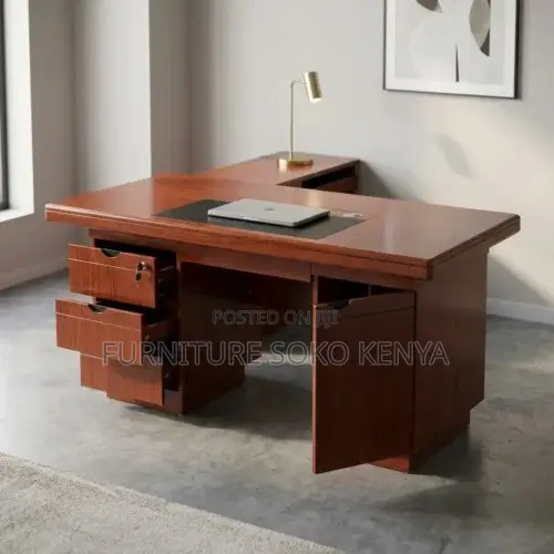 KOI Executive Mahogany-Finish Office Desk - 1