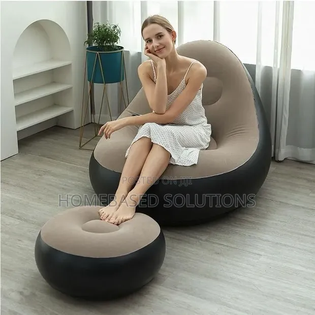 Inflatable Lazy Sofa with Footrest & Free Pump - 1