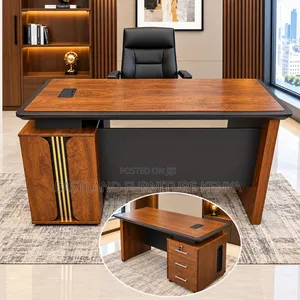 Executive Wooden Office Desk with Storage Cabinet