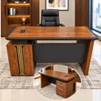 Executive Wooden Office Desk with Storage Cabinet - 1
