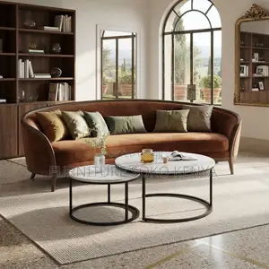 2-Piece Glass Top Nesting Coffee Stools with Gold Legs