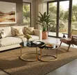2-Piece Glass Top Nesting Coffee Stools with Gold Legs - 2