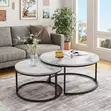 2-Piece Glass Top Nesting Coffee Stools with Gold Legs - 3