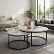 2-Piece Glass Top Nesting Coffee Stools with Gold Legs - 4