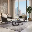 2-Piece Glass Top Nesting Coffee Stools with Gold Legs - 5