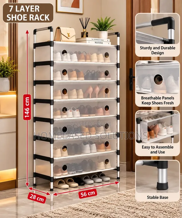 7-Layer Shoe Rack with Transparent Cover - 1