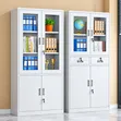 Modern White Steel Office Filing Cabinet with Glass Doors - 1