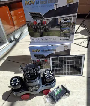 V380 Pro 8MP Quad-Lens 4G Solar CCTV Camera yenye Strobe Light
