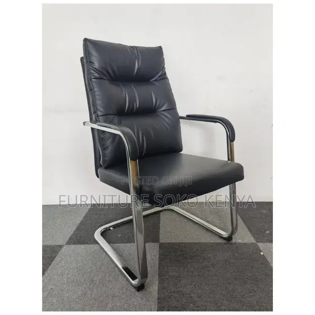 Executive Leather Cantilever Visitor Office Chair - 1
