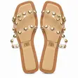 Sandals za Wanawake Zenye Studs na Mikanda ya Uwazi - Nyeusi na Nude - 2