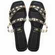 Sandals za Wanawake Zenye Studs na Mikanda ya Uwazi - Nyeusi na Nude - 3
