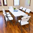 White Folding Table and 6 Chairs Set - Heavy-Duty Metal - 2