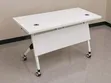 Modern White Mobile Office Desk with Cable Management - 1