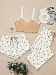 Trendy 3-Piece Floral Pajamas for Ladies - 1