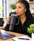 Insulated Travel Mug with Handle & Lid - 3
