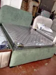 5x6 Green Velvet Upholstery Bed with Mattress - 2