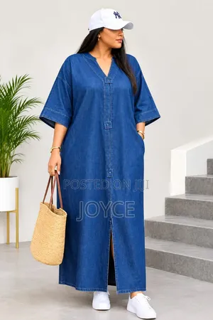 Kanzu ya Denim yenye Mpasuko (L-4XL)