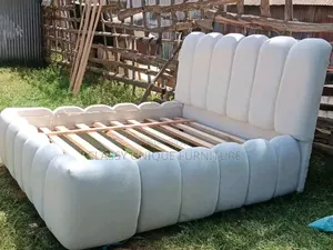 5x6 Queen Channel Tufted Bed Frame - White Boucle