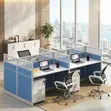 Four-Way Blue Modular Office Workstation - 4