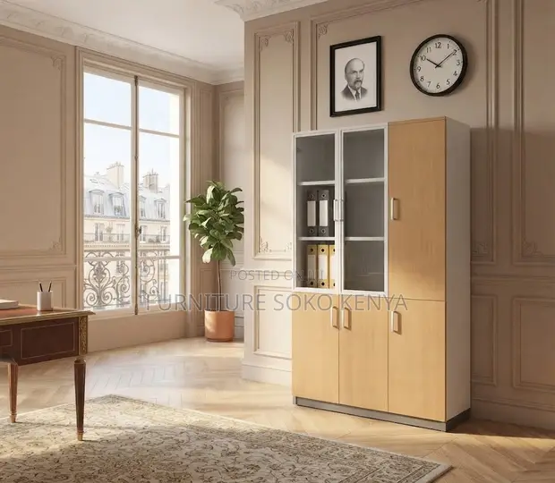 Three-Door Home Office Document Cabinet - 1