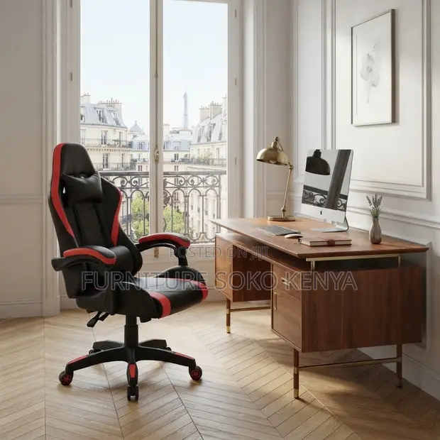 Home Office Gaming Chair - Reclining High Backrest Leather - 1