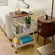 Wooden Top Double Mesh Trays Trolley Rack - 3