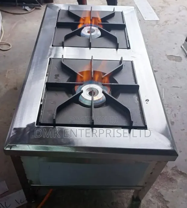 Commercial Stainless Steel Two-Burner Gas Cooker - 1