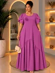 Women's Long Cotton Dress - Multi-Color - 2