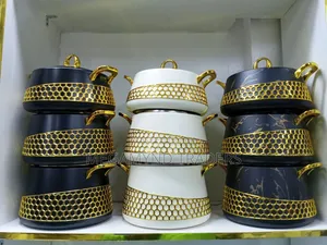 Luxurious 3-Piece Hot Pot Set - Elegant Gold Design
