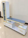Kisimamio cha TV Nyeupe na Dhahabu chenye Juu ya Marumaru - 2