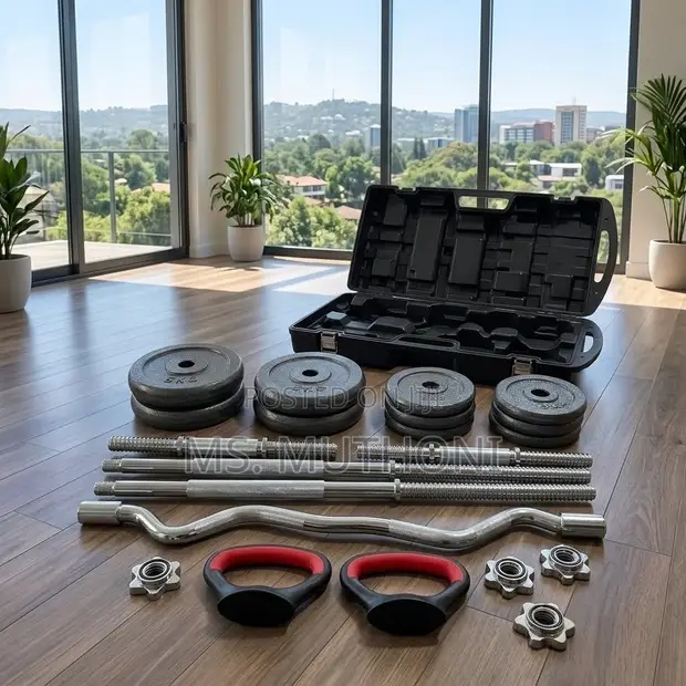 58kg Adjustable Dumbbell and Barbell Kit - 1