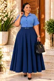 Long Maxi Dress - Blue, Size L-4XL - 4